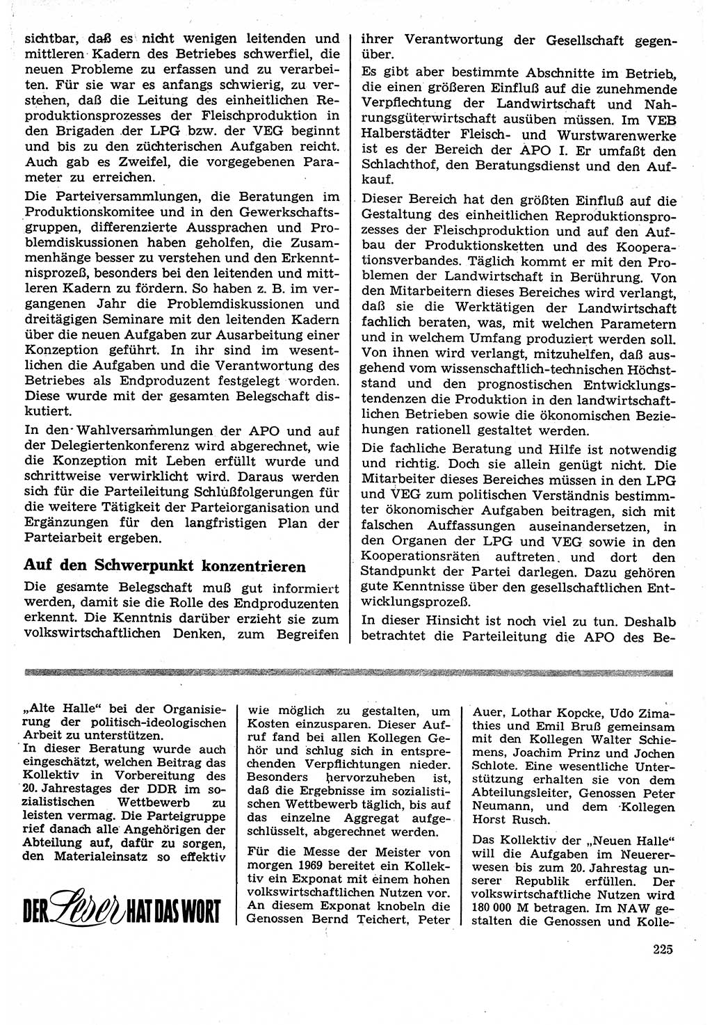 Neuer Weg (NW), Organ des Zentralkomitees (ZK) der SED (Sozialistische Einheitspartei Deutschlands) für Fragen des Parteilebens, 24. Jahrgang [Deutsche Demokratische Republik (DDR)] 1969, Seite 225 (NW ZK SED DDR 1969, S. 225)