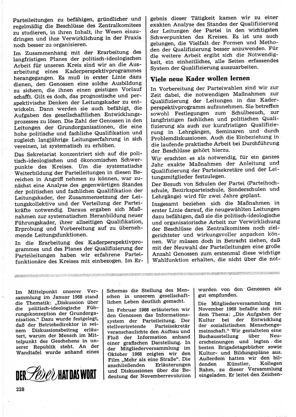 Neuer Weg (NW), Organ des Zentralkomitees (ZK) der SED (Sozialistische Einheitspartei Deutschlands) für Fragen des Parteilebens, 24. Jahrgang [Deutsche Demokratische Republik (DDR)] 1969, Seite 228 (NW ZK SED DDR 1969, S. 228)