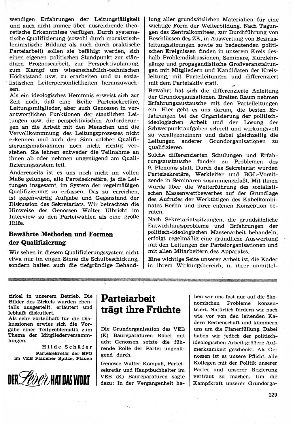 Neuer Weg (NW), Organ des Zentralkomitees (ZK) der SED (Sozialistische Einheitspartei Deutschlands) für Fragen des Parteilebens, 24. Jahrgang [Deutsche Demokratische Republik (DDR)] 1969, Seite 229 (NW ZK SED DDR 1969, S. 229)