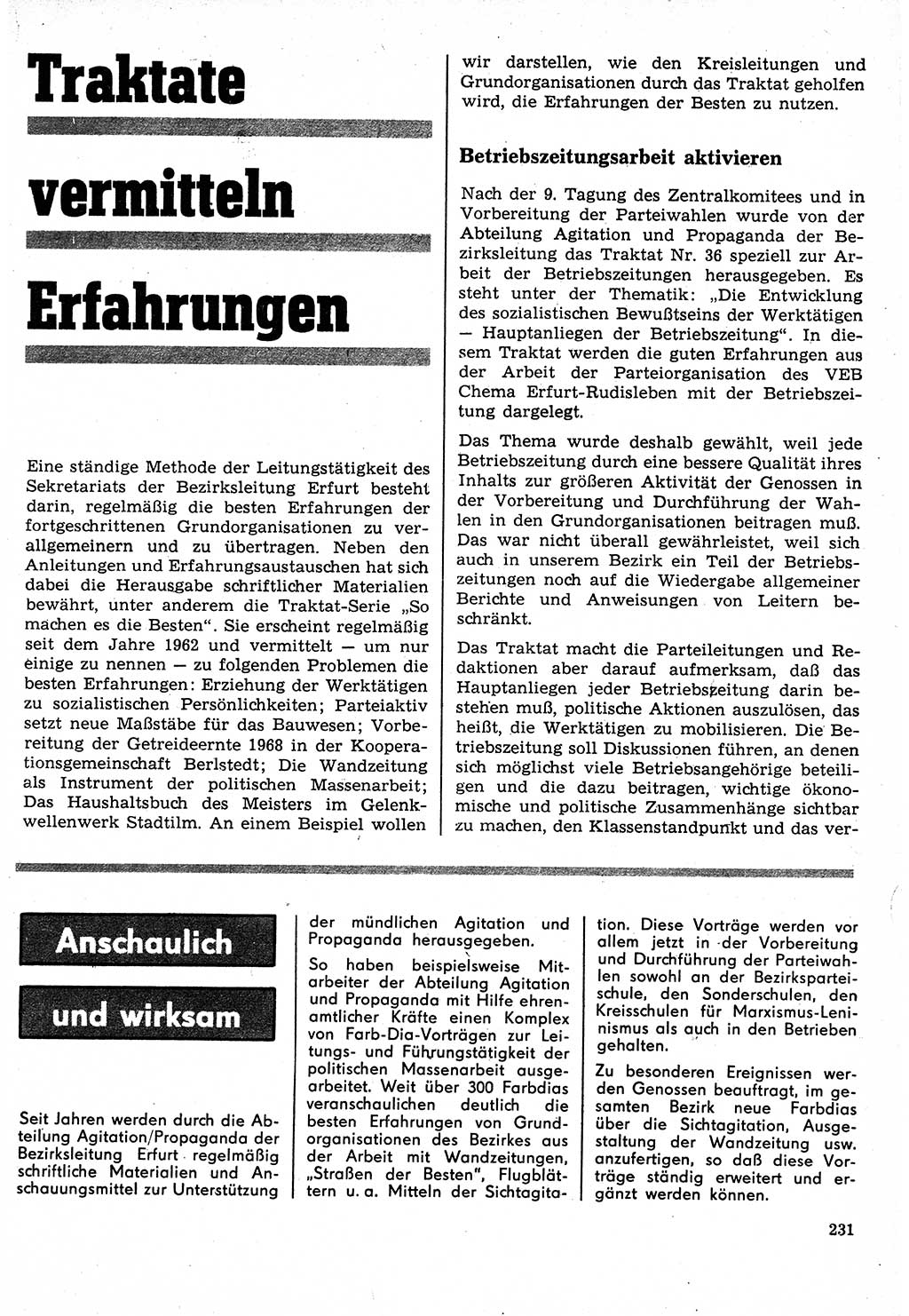 Neuer Weg (NW), Organ des Zentralkomitees (ZK) der SED (Sozialistische Einheitspartei Deutschlands) fÃ¼r Fragen des Parteilebens, 24. Jahrgang [Deutsche Demokratische Republik (DDR)] 1969, Seite 231 (NW ZK SED DDR 1969, S. 231)