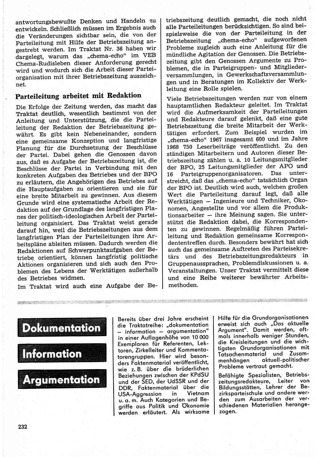 Neuer Weg (NW), Organ des Zentralkomitees (ZK) der SED (Sozialistische Einheitspartei Deutschlands) für Fragen des Parteilebens, 24. Jahrgang [Deutsche Demokratische Republik (DDR)] 1969, Seite 232 (NW ZK SED DDR 1969, S. 232)