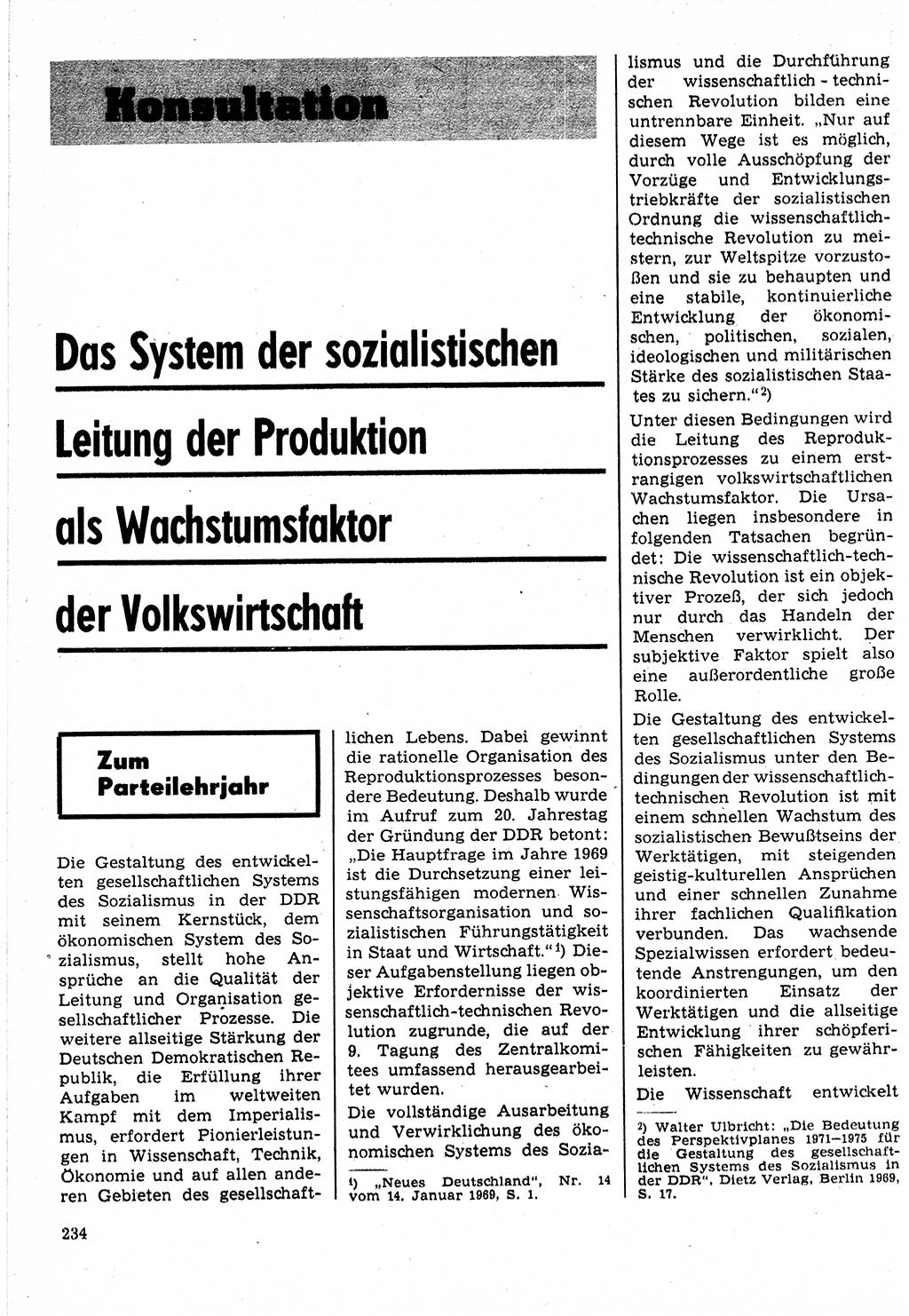 Neuer Weg (NW), Organ des Zentralkomitees (ZK) der SED (Sozialistische Einheitspartei Deutschlands) für Fragen des Parteilebens, 24. Jahrgang [Deutsche Demokratische Republik (DDR)] 1969, Seite 234 (NW ZK SED DDR 1969, S. 234)
