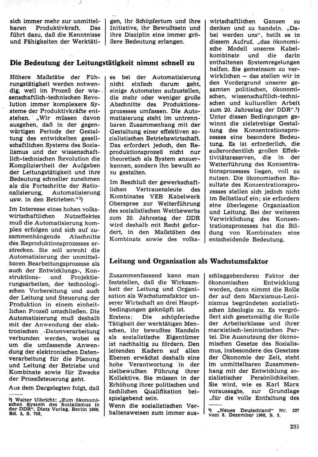 Neuer Weg (NW), Organ des Zentralkomitees (ZK) der SED (Sozialistische Einheitspartei Deutschlands) für Fragen des Parteilebens, 24. Jahrgang [Deutsche Demokratische Republik (DDR)] 1969, Seite 235 (NW ZK SED DDR 1969, S. 235)