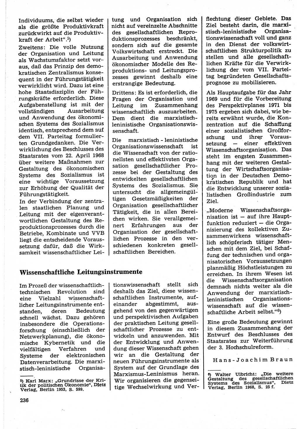 Neuer Weg (NW), Organ des Zentralkomitees (ZK) der SED (Sozialistische Einheitspartei Deutschlands) für Fragen des Parteilebens, 24. Jahrgang [Deutsche Demokratische Republik (DDR)] 1969, Seite 236 (NW ZK SED DDR 1969, S. 236)