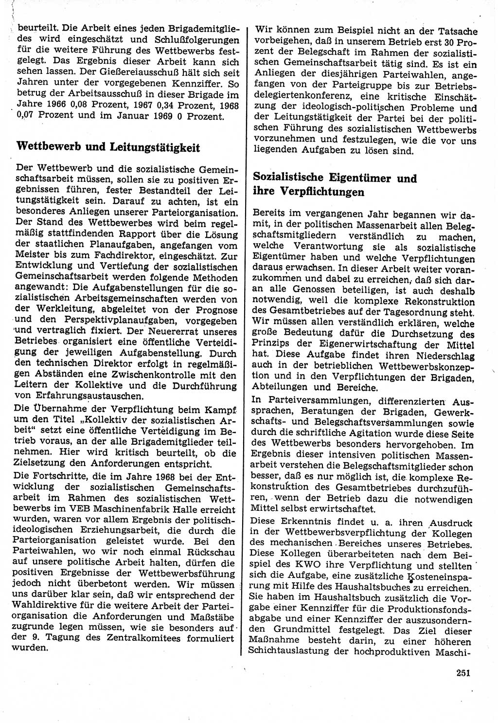 Neuer Weg (NW), Organ des Zentralkomitees (ZK) der SED (Sozialistische Einheitspartei Deutschlands) für Fragen des Parteilebens, 24. Jahrgang [Deutsche Demokratische Republik (DDR)] 1969, Seite 251 (NW ZK SED DDR 1969, S. 251)