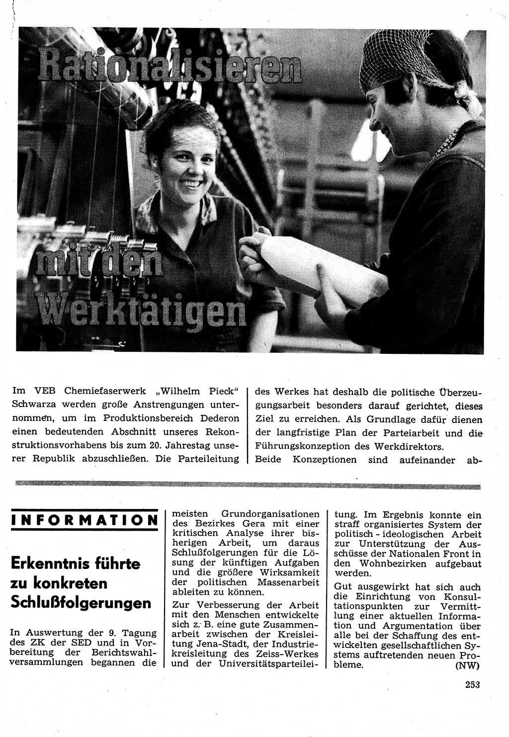 Neuer Weg (NW), Organ des Zentralkomitees (ZK) der SED (Sozialistische Einheitspartei Deutschlands) für Fragen des Parteilebens, 24. Jahrgang [Deutsche Demokratische Republik (DDR)] 1969, Seite 253 (NW ZK SED DDR 1969, S. 253)