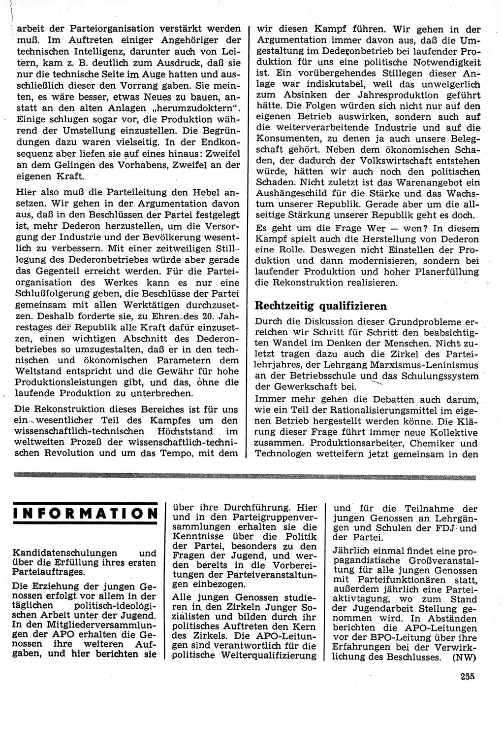 Neuer Weg (NW), Organ des Zentralkomitees (ZK) der SED (Sozialistische Einheitspartei Deutschlands) für Fragen des Parteilebens, 24. Jahrgang [Deutsche Demokratische Republik (DDR)] 1969, Seite 255 (NW ZK SED DDR 1969, S. 255)