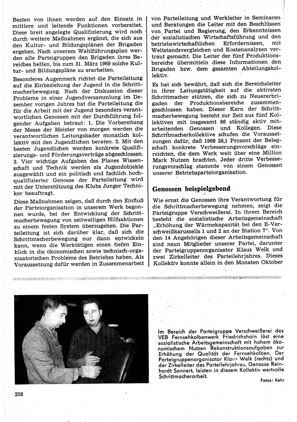 Neuer Weg (NW), Organ des Zentralkomitees (ZK) der SED (Sozialistische Einheitspartei Deutschlands) für Fragen des Parteilebens, 24. Jahrgang [Deutsche Demokratische Republik (DDR)] 1969, Seite 258 (NW ZK SED DDR 1969, S. 258)