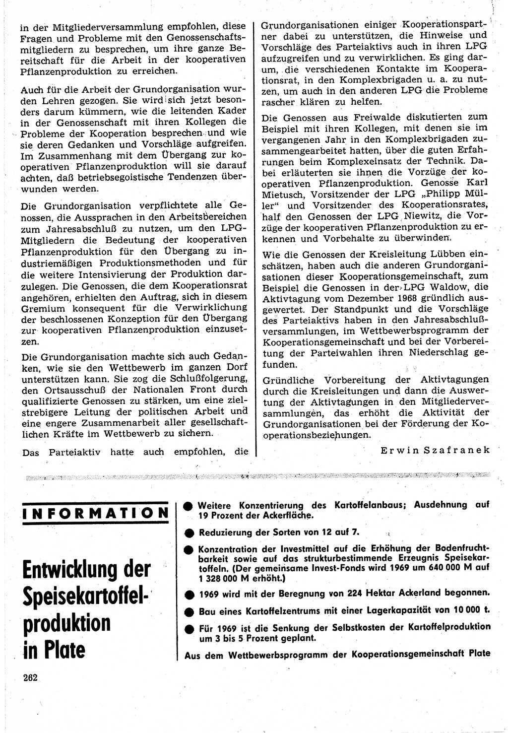 Neuer Weg (NW), Organ des Zentralkomitees (ZK) der SED (Sozialistische Einheitspartei Deutschlands) für Fragen des Parteilebens, 24. Jahrgang [Deutsche Demokratische Republik (DDR)] 1969, Seite 262 (NW ZK SED DDR 1969, S. 262)