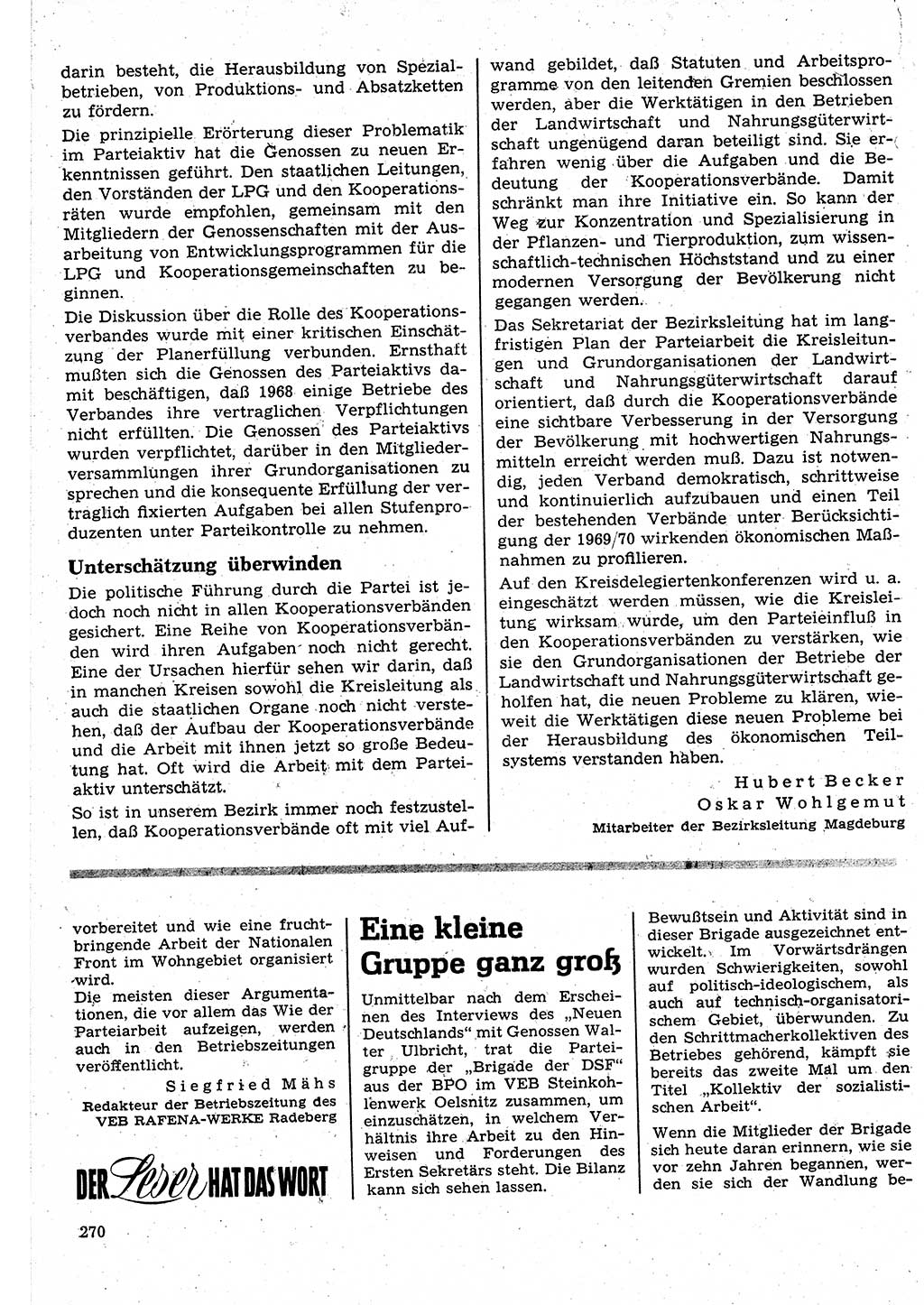 Neuer Weg (NW), Organ des Zentralkomitees (ZK) der SED (Sozialistische Einheitspartei Deutschlands) für Fragen des Parteilebens, 24. Jahrgang [Deutsche Demokratische Republik (DDR)] 1969, Seite 270 (NW ZK SED DDR 1969, S. 270)