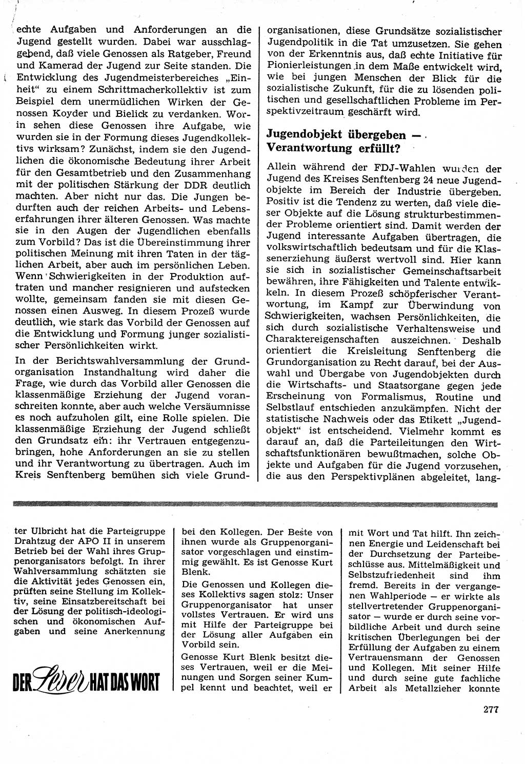 Neuer Weg (NW), Organ des Zentralkomitees (ZK) der SED (Sozialistische Einheitspartei Deutschlands) für Fragen des Parteilebens, 24. Jahrgang [Deutsche Demokratische Republik (DDR)] 1969, Seite 277 (NW ZK SED DDR 1969, S. 277)