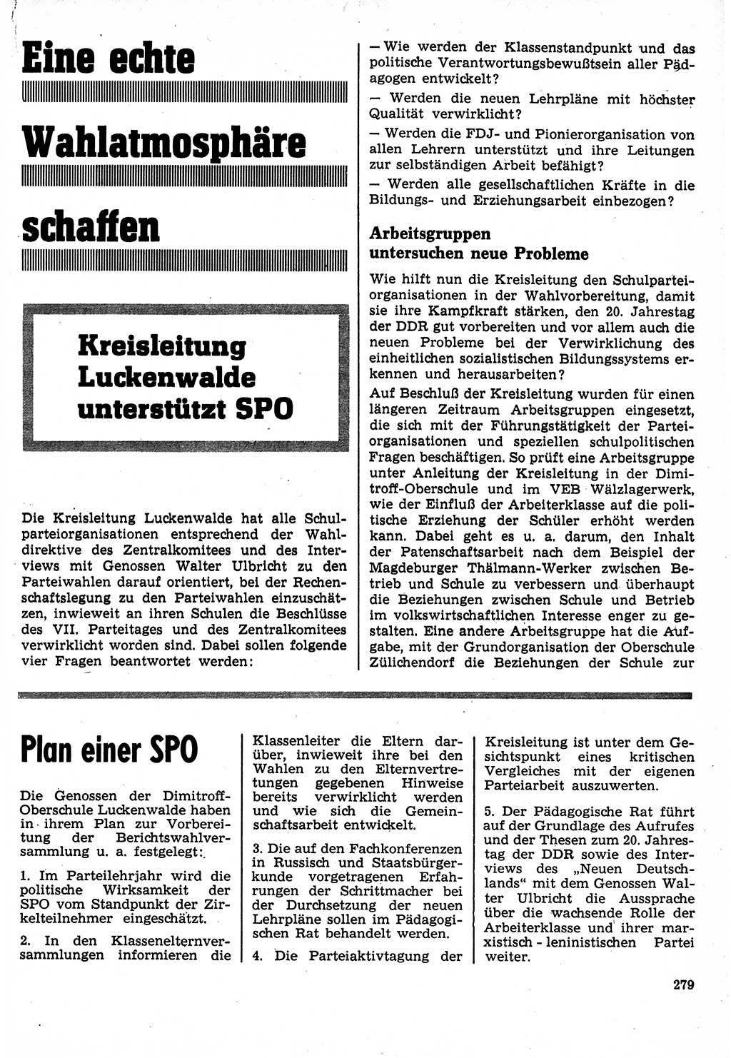 Neuer Weg (NW), Organ des Zentralkomitees (ZK) der SED (Sozialistische Einheitspartei Deutschlands) für Fragen des Parteilebens, 24. Jahrgang [Deutsche Demokratische Republik (DDR)] 1969, Seite 279 (NW ZK SED DDR 1969, S. 279)