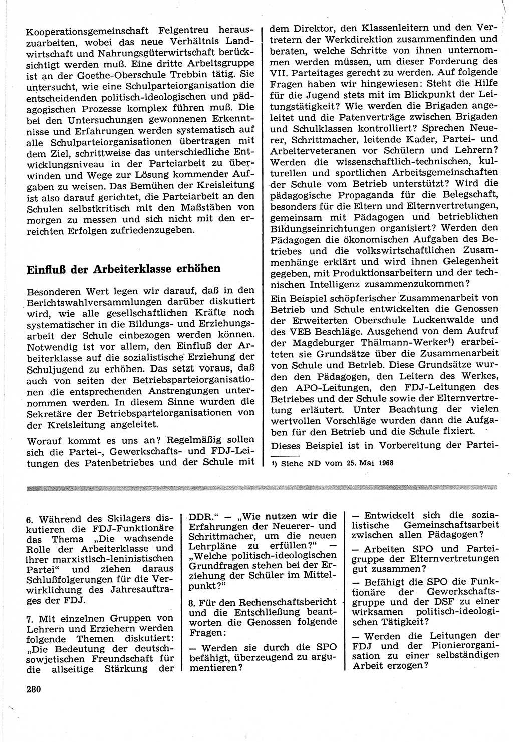 Neuer Weg (NW), Organ des Zentralkomitees (ZK) der SED (Sozialistische Einheitspartei Deutschlands) für Fragen des Parteilebens, 24. Jahrgang [Deutsche Demokratische Republik (DDR)] 1969, Seite 280 (NW ZK SED DDR 1969, S. 280)