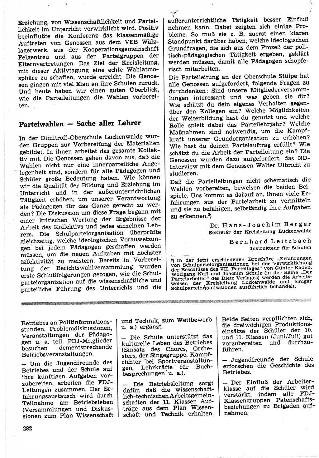 Neuer Weg (NW), Organ des Zentralkomitees (ZK) der SED (Sozialistische Einheitspartei Deutschlands) für Fragen des Parteilebens, 24. Jahrgang [Deutsche Demokratische Republik (DDR)] 1969, Seite 282 (NW ZK SED DDR 1969, S. 282)