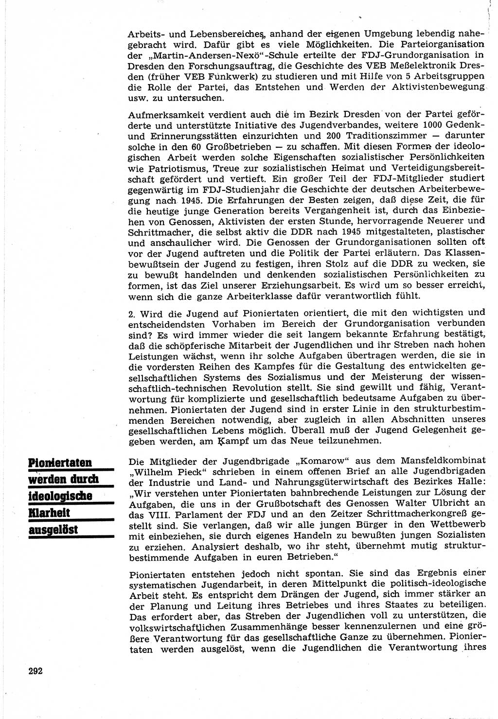 Neuer Weg (NW), Organ des Zentralkomitees (ZK) der SED (Sozialistische Einheitspartei Deutschlands) für Fragen des Parteilebens, 24. Jahrgang [Deutsche Demokratische Republik (DDR)] 1969, Seite 292 (NW ZK SED DDR 1969, S. 292)