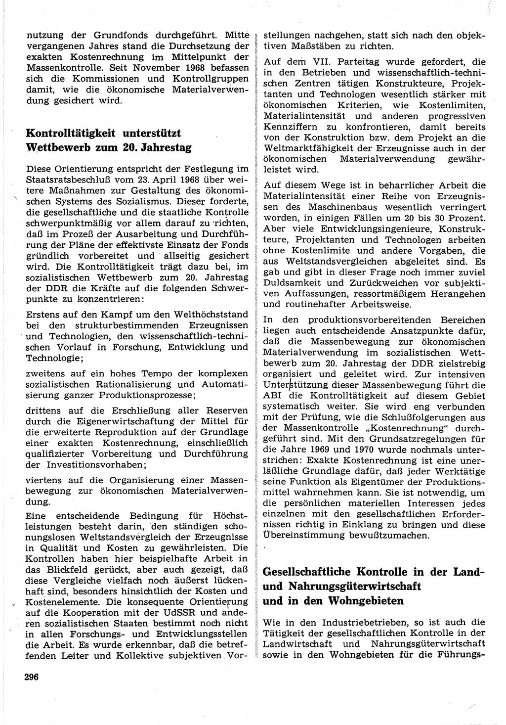 Neuer Weg (NW), Organ des Zentralkomitees (ZK) der SED (Sozialistische Einheitspartei Deutschlands) für Fragen des Parteilebens, 24. Jahrgang [Deutsche Demokratische Republik (DDR)] 1969, Seite 296 (NW ZK SED DDR 1969, S. 296)