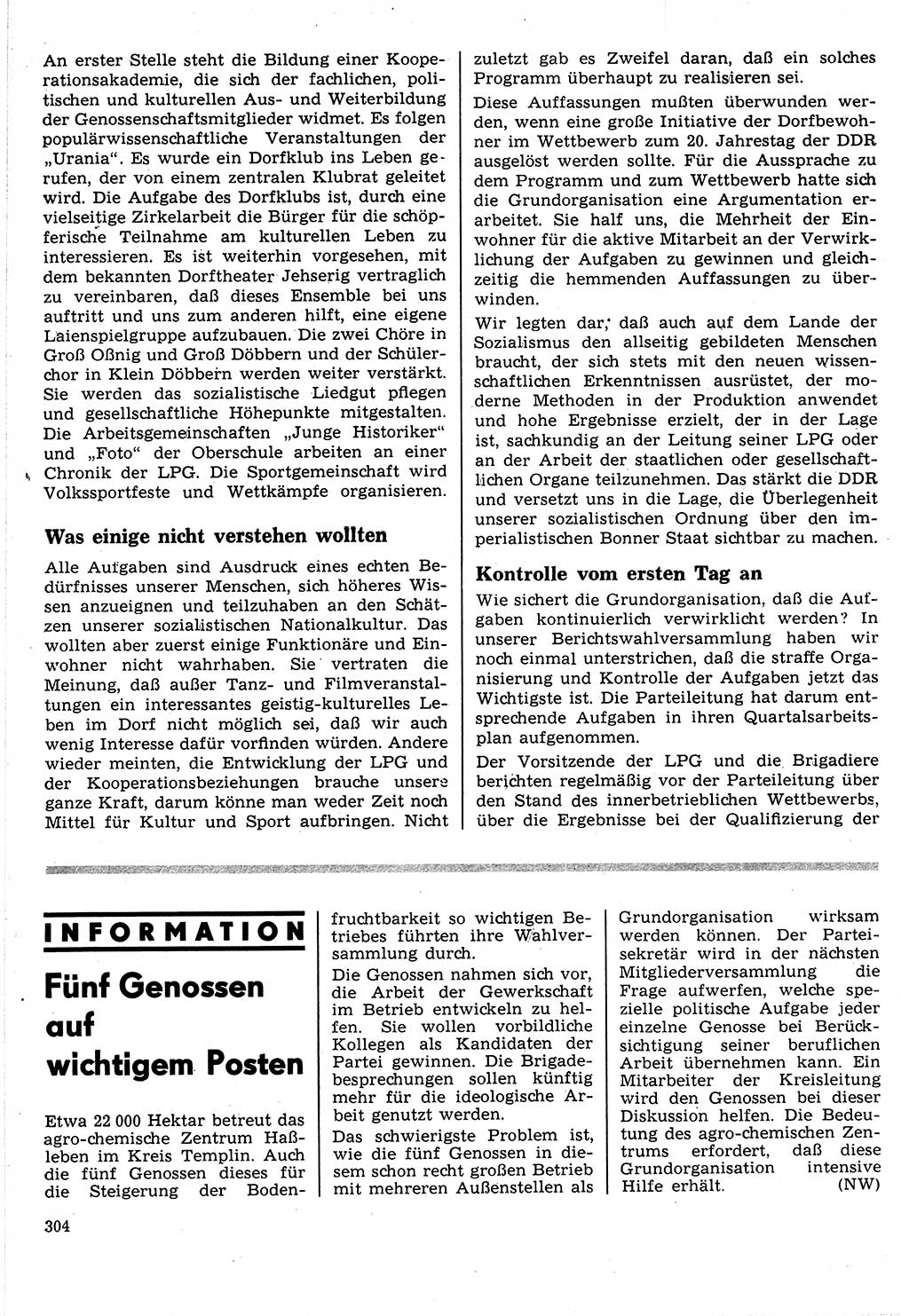 Neuer Weg (NW), Organ des Zentralkomitees (ZK) der SED (Sozialistische Einheitspartei Deutschlands) für Fragen des Parteilebens, 24. Jahrgang [Deutsche Demokratische Republik (DDR)] 1969, Seite 304 (NW ZK SED DDR 1969, S. 304)