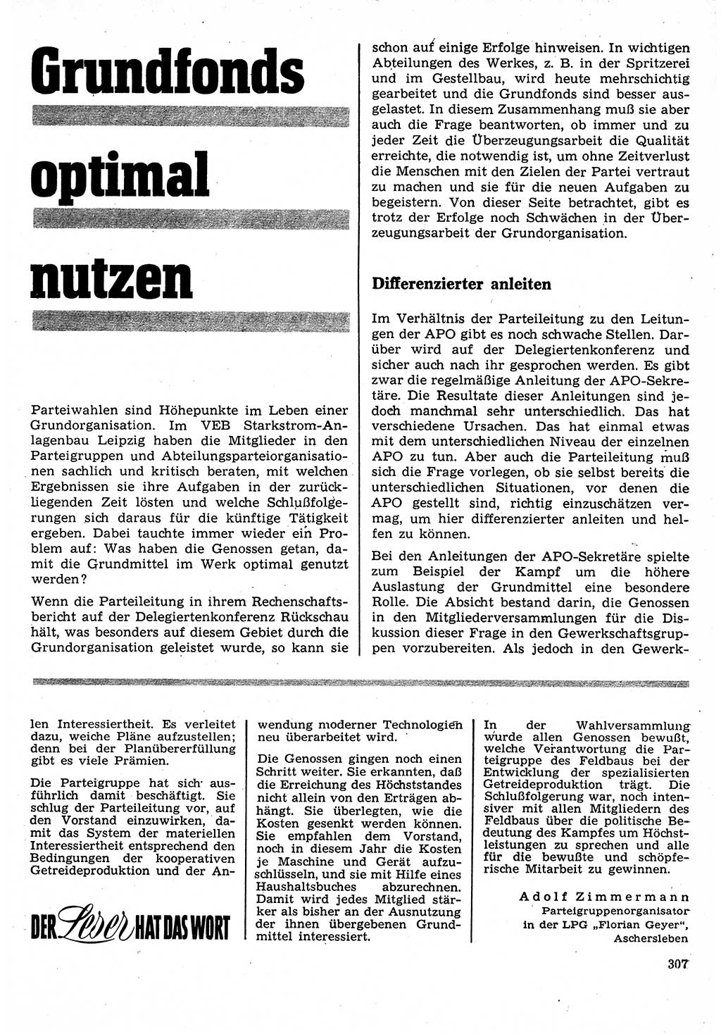 Neuer Weg (NW), Organ des Zentralkomitees (ZK) der SED (Sozialistische Einheitspartei Deutschlands) für Fragen des Parteilebens, 24. Jahrgang [Deutsche Demokratische Republik (DDR)] 1969, Seite 307 (NW ZK SED DDR 1969, S. 307)