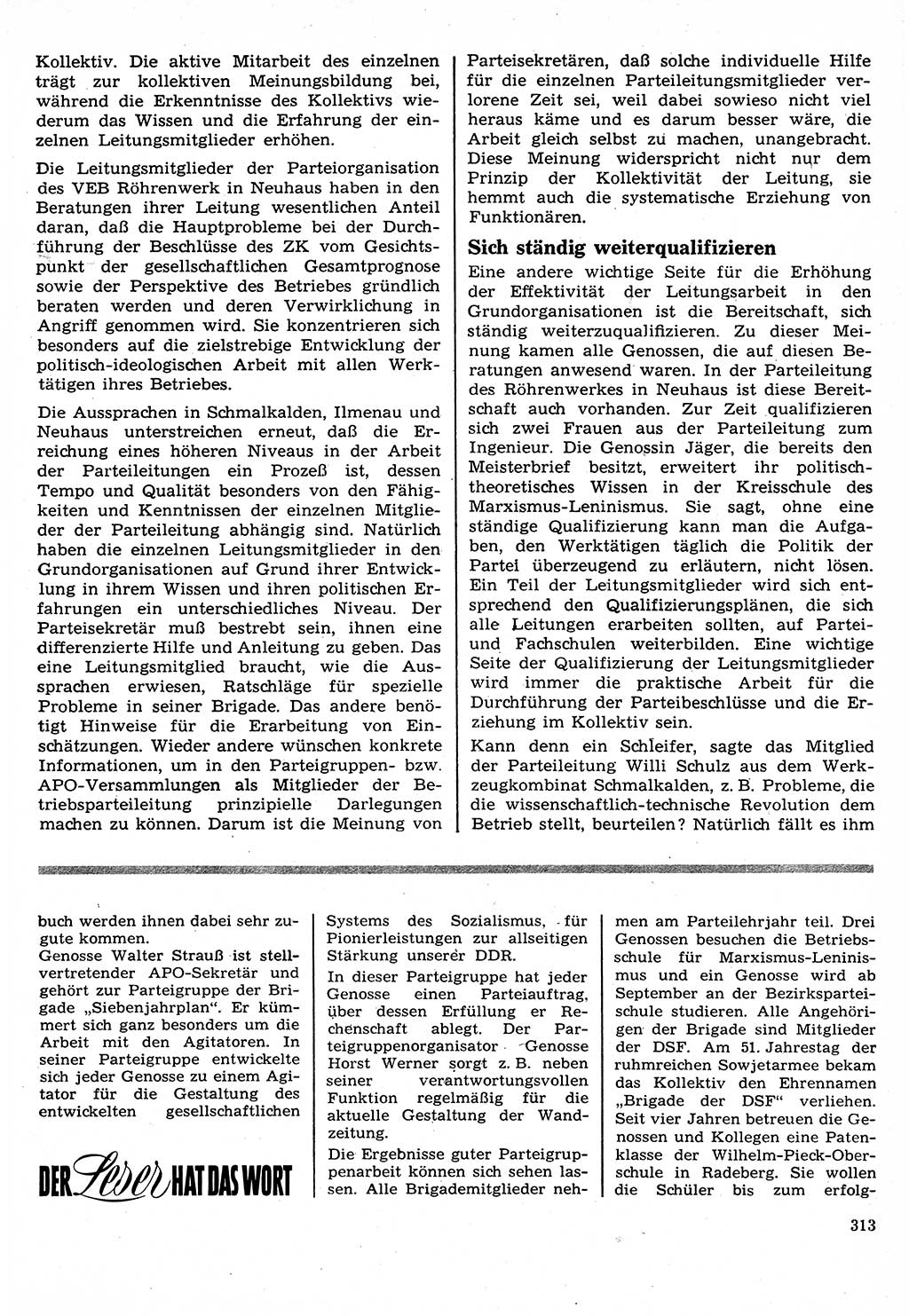 Neuer Weg (NW), Organ des Zentralkomitees (ZK) der SED (Sozialistische Einheitspartei Deutschlands) für Fragen des Parteilebens, 24. Jahrgang [Deutsche Demokratische Republik (DDR)] 1969, Seite 313 (NW ZK SED DDR 1969, S. 313)