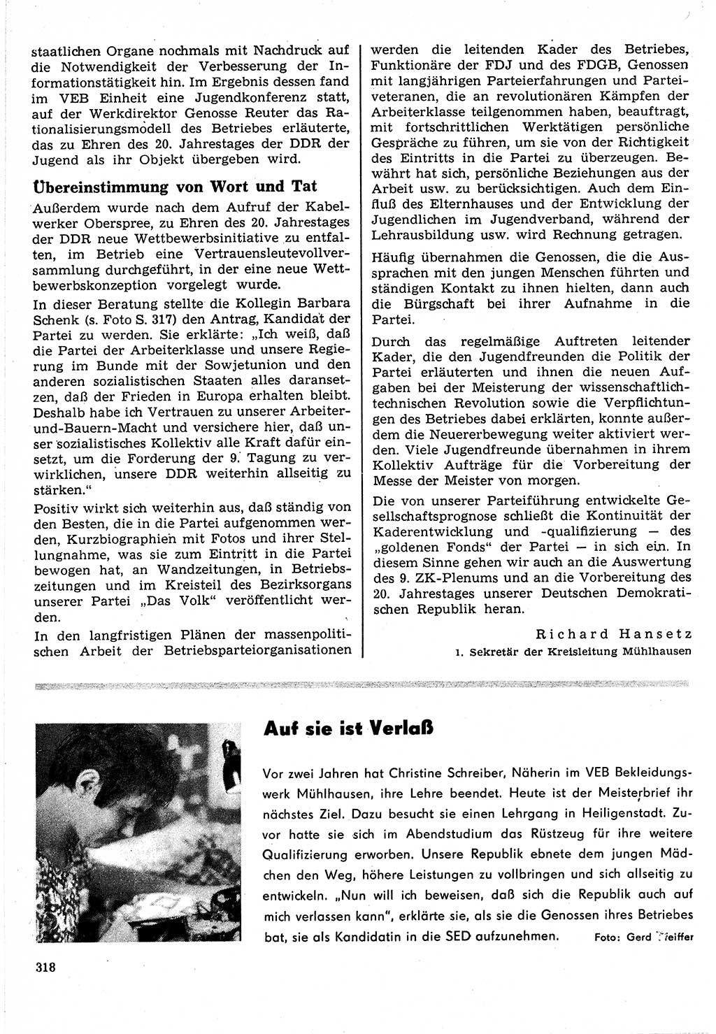 Neuer Weg (NW), Organ des Zentralkomitees (ZK) der SED (Sozialistische Einheitspartei Deutschlands) für Fragen des Parteilebens, 24. Jahrgang [Deutsche Demokratische Republik (DDR)] 1969, Seite 318 (NW ZK SED DDR 1969, S. 318)