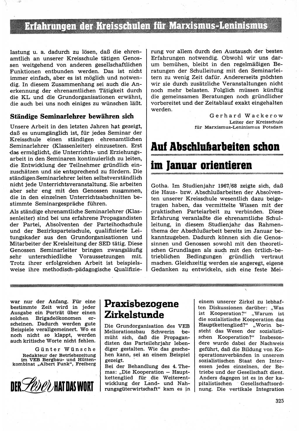 Neuer Weg (NW), Organ des Zentralkomitees (ZK) der SED (Sozialistische Einheitspartei Deutschlands) für Fragen des Parteilebens, 24. Jahrgang [Deutsche Demokratische Republik (DDR)] 1969, Seite 325 (NW ZK SED DDR 1969, S. 325)