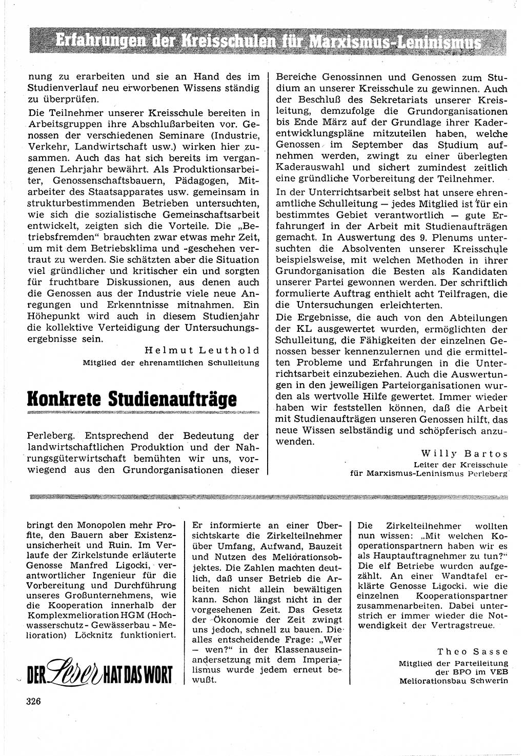 Neuer Weg (NW), Organ des Zentralkomitees (ZK) der SED (Sozialistische Einheitspartei Deutschlands) für Fragen des Parteilebens, 24. Jahrgang [Deutsche Demokratische Republik (DDR)] 1969, Seite 326 (NW ZK SED DDR 1969, S. 326)