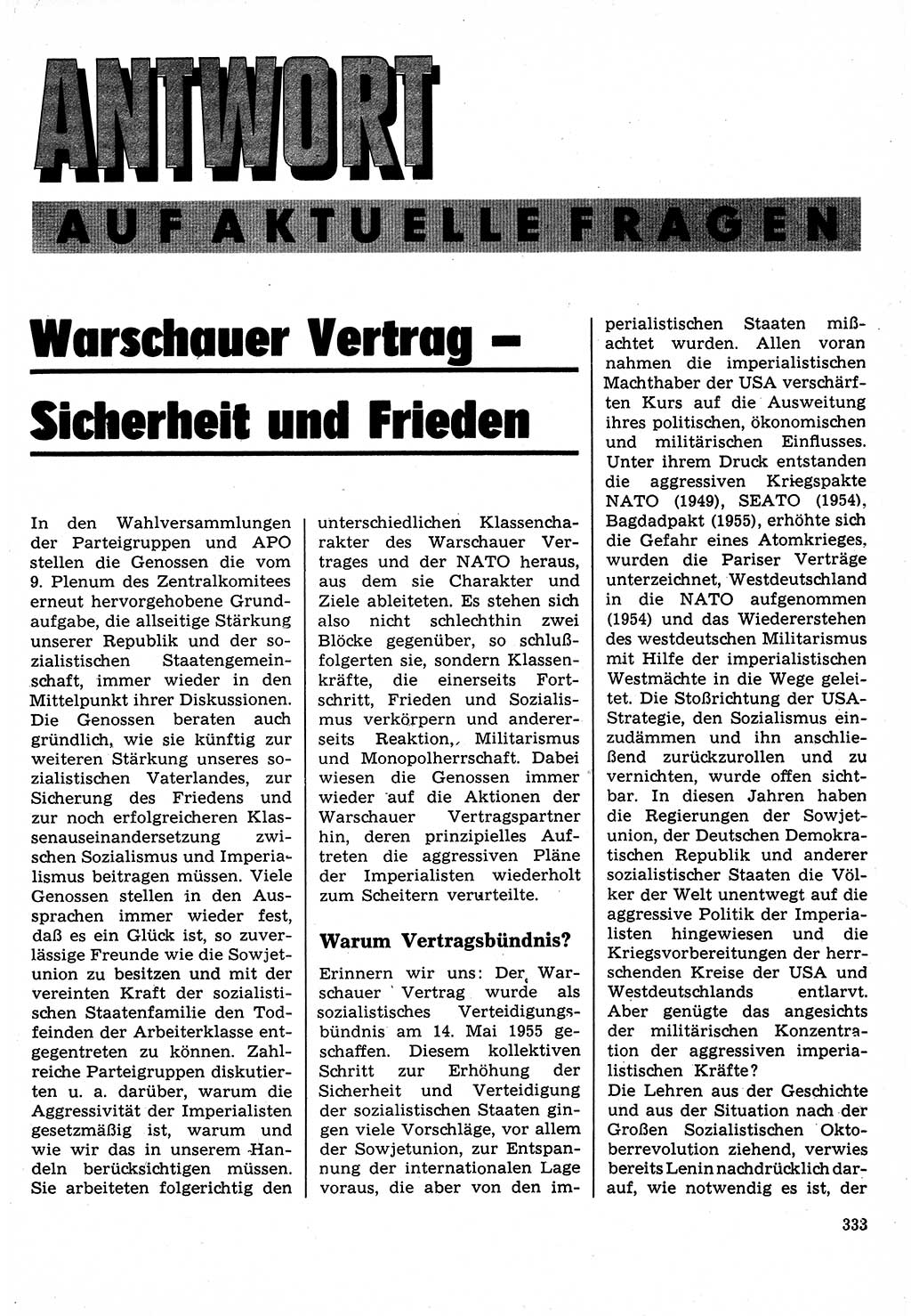 Neuer Weg (NW), Organ des Zentralkomitees (ZK) der SED (Sozialistische Einheitspartei Deutschlands) für Fragen des Parteilebens, 24. Jahrgang [Deutsche Demokratische Republik (DDR)] 1969, Seite 333 (NW ZK SED DDR 1969, S. 333)