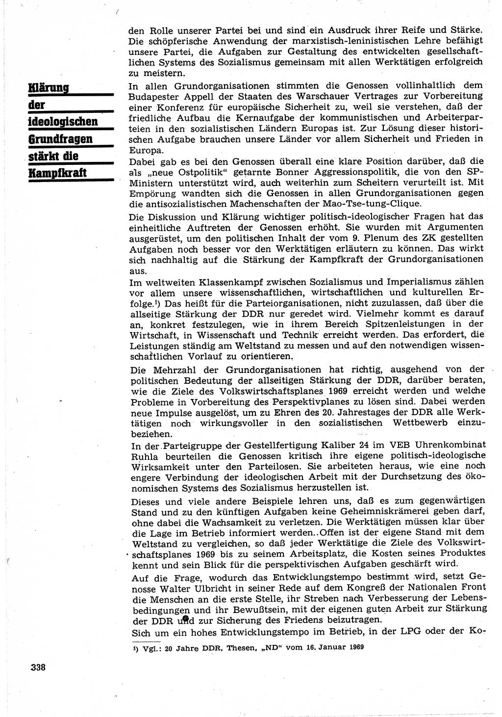 Neuer Weg (NW), Organ des Zentralkomitees (ZK) der SED (Sozialistische Einheitspartei Deutschlands) für Fragen des Parteilebens, 24. Jahrgang [Deutsche Demokratische Republik (DDR)] 1969, Seite 338 (NW ZK SED DDR 1969, S. 338)