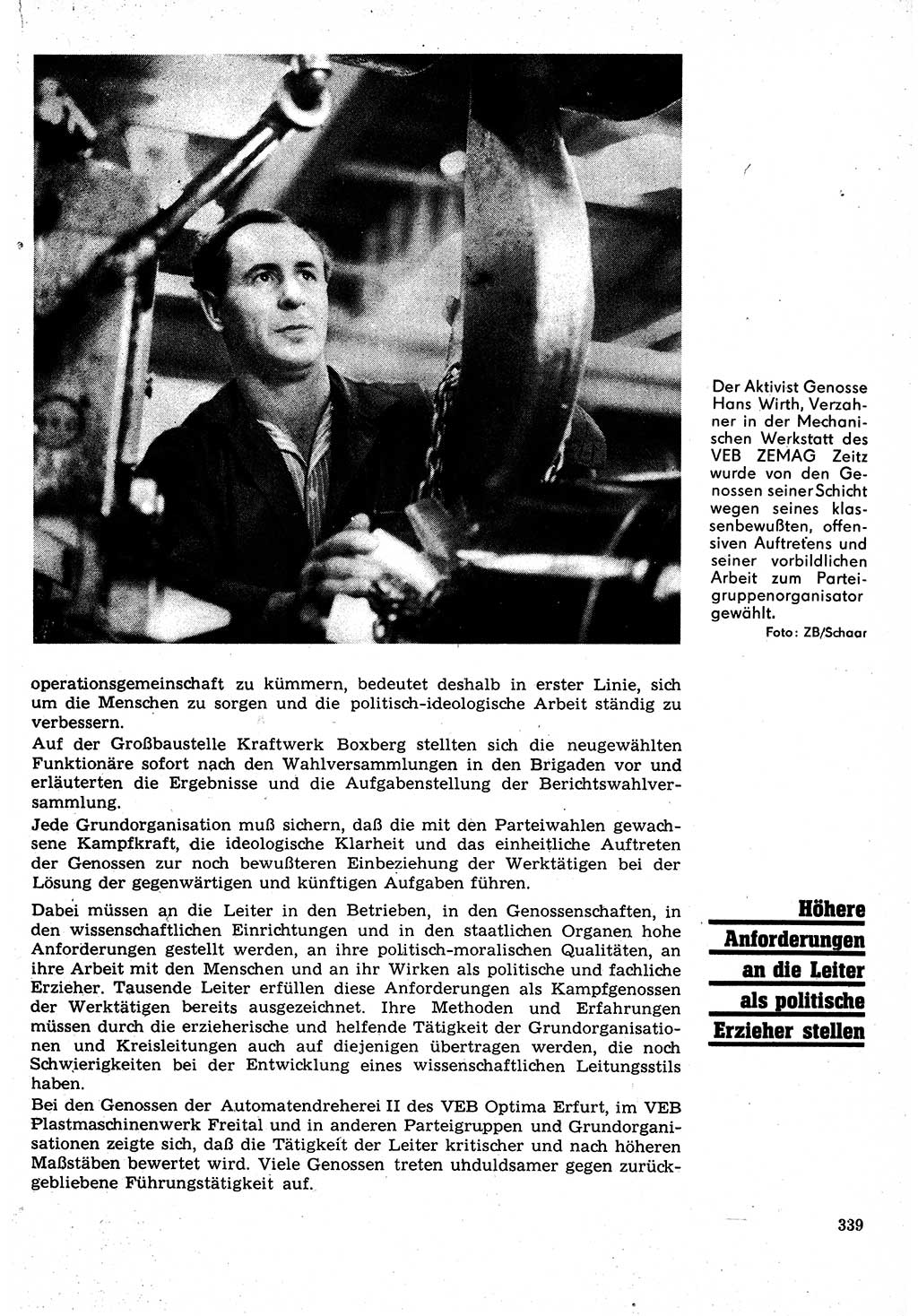 Neuer Weg (NW), Organ des Zentralkomitees (ZK) der SED (Sozialistische Einheitspartei Deutschlands) für Fragen des Parteilebens, 24. Jahrgang [Deutsche Demokratische Republik (DDR)] 1969, Seite 339 (NW ZK SED DDR 1969, S. 339)