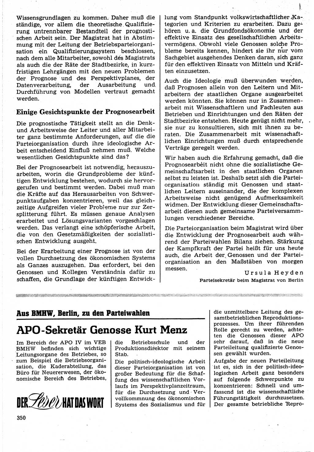 Neuer Weg (NW), Organ des Zentralkomitees (ZK) der SED (Sozialistische Einheitspartei Deutschlands) für Fragen des Parteilebens, 24. Jahrgang [Deutsche Demokratische Republik (DDR)] 1969, Seite 350 (NW ZK SED DDR 1969, S. 350)