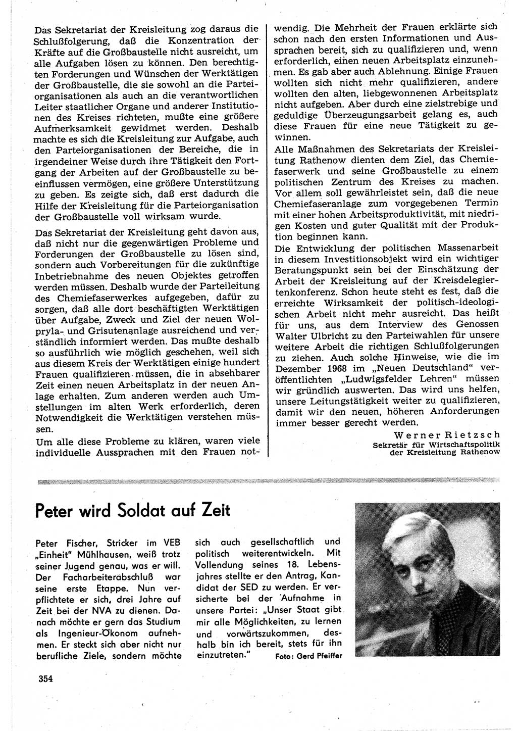 Neuer Weg (NW), Organ des Zentralkomitees (ZK) der SED (Sozialistische Einheitspartei Deutschlands) für Fragen des Parteilebens, 24. Jahrgang [Deutsche Demokratische Republik (DDR)] 1969, Seite 354 (NW ZK SED DDR 1969, S. 354)