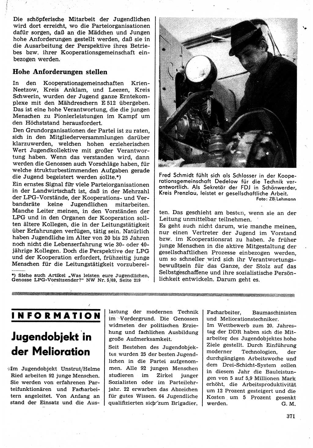 Neuer Weg (NW), Organ des Zentralkomitees (ZK) der SED (Sozialistische Einheitspartei Deutschlands) für Fragen des Parteilebens, 24. Jahrgang [Deutsche Demokratische Republik (DDR)] 1969, Seite 371 (NW ZK SED DDR 1969, S. 371)