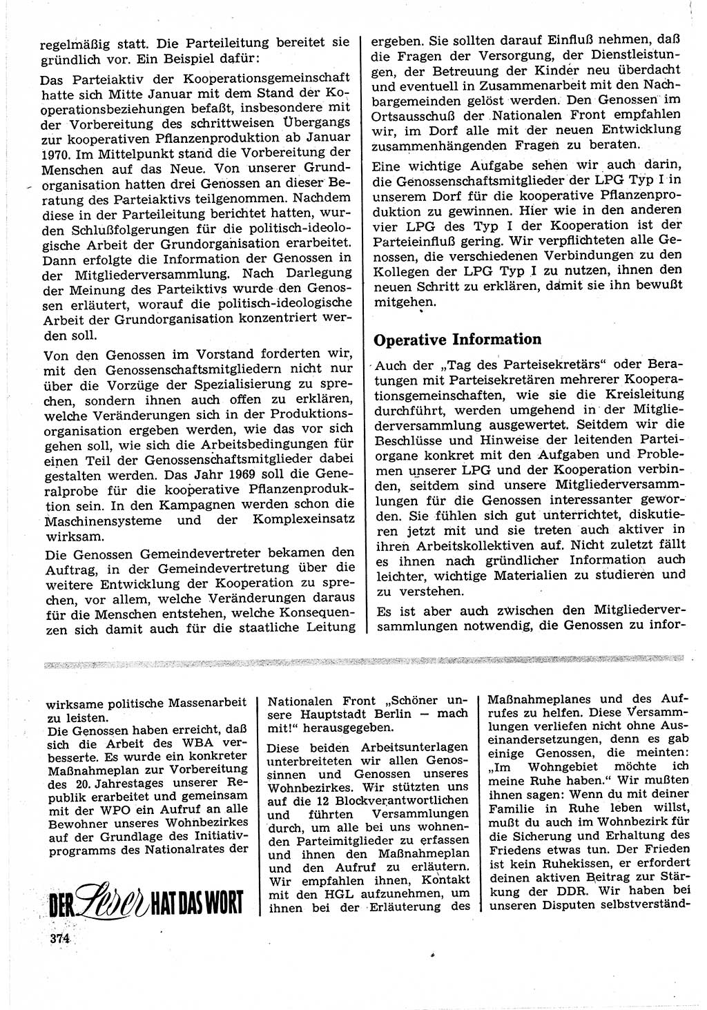 Neuer Weg (NW), Organ des Zentralkomitees (ZK) der SED (Sozialistische Einheitspartei Deutschlands) für Fragen des Parteilebens, 24. Jahrgang [Deutsche Demokratische Republik (DDR)] 1969, Seite 374 (NW ZK SED DDR 1969, S. 374)