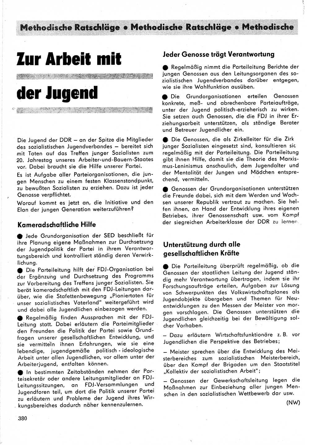 Neuer Weg (NW), Organ des Zentralkomitees (ZK) der SED (Sozialistische Einheitspartei Deutschlands) für Fragen des Parteilebens, 24. Jahrgang [Deutsche Demokratische Republik (DDR)] 1969, Seite 380 (NW ZK SED DDR 1969, S. 380)