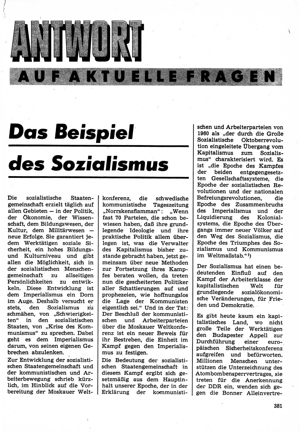 Neuer Weg (NW), Organ des Zentralkomitees (ZK) der SED (Sozialistische Einheitspartei Deutschlands) für Fragen des Parteilebens, 24. Jahrgang [Deutsche Demokratische Republik (DDR)] 1969, Seite 381 (NW ZK SED DDR 1969, S. 381)