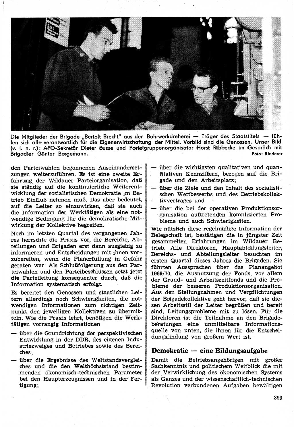 Neuer Weg (NW), Organ des Zentralkomitees (ZK) der SED (Sozialistische Einheitspartei Deutschlands) für Fragen des Parteilebens, 24. Jahrgang [Deutsche Demokratische Republik (DDR)] 1969, Seite 393 (NW ZK SED DDR 1969, S. 393)