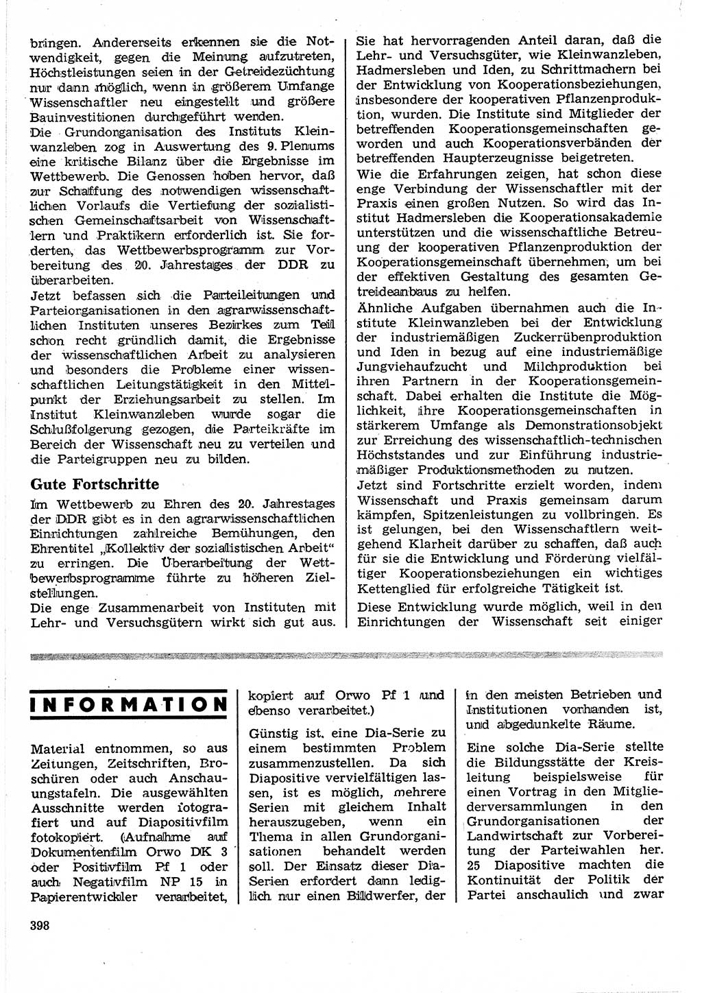 Neuer Weg (NW), Organ des Zentralkomitees (ZK) der SED (Sozialistische Einheitspartei Deutschlands) für Fragen des Parteilebens, 24. Jahrgang [Deutsche Demokratische Republik (DDR)] 1969, Seite 398 (NW ZK SED DDR 1969, S. 398)