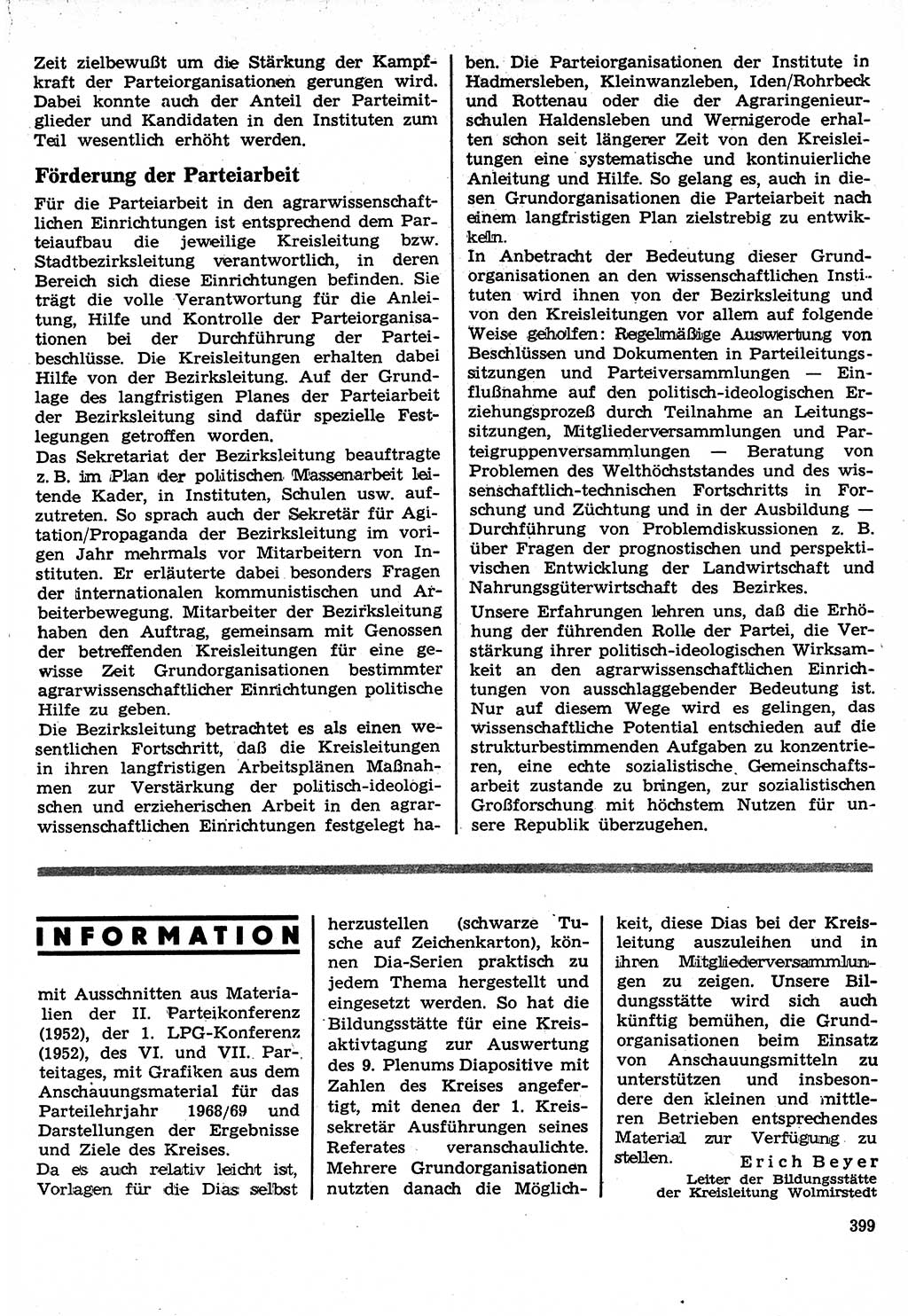 Neuer Weg (NW), Organ des Zentralkomitees (ZK) der SED (Sozialistische Einheitspartei Deutschlands) für Fragen des Parteilebens, 24. Jahrgang [Deutsche Demokratische Republik (DDR)] 1969, Seite 399 (NW ZK SED DDR 1969, S. 399)