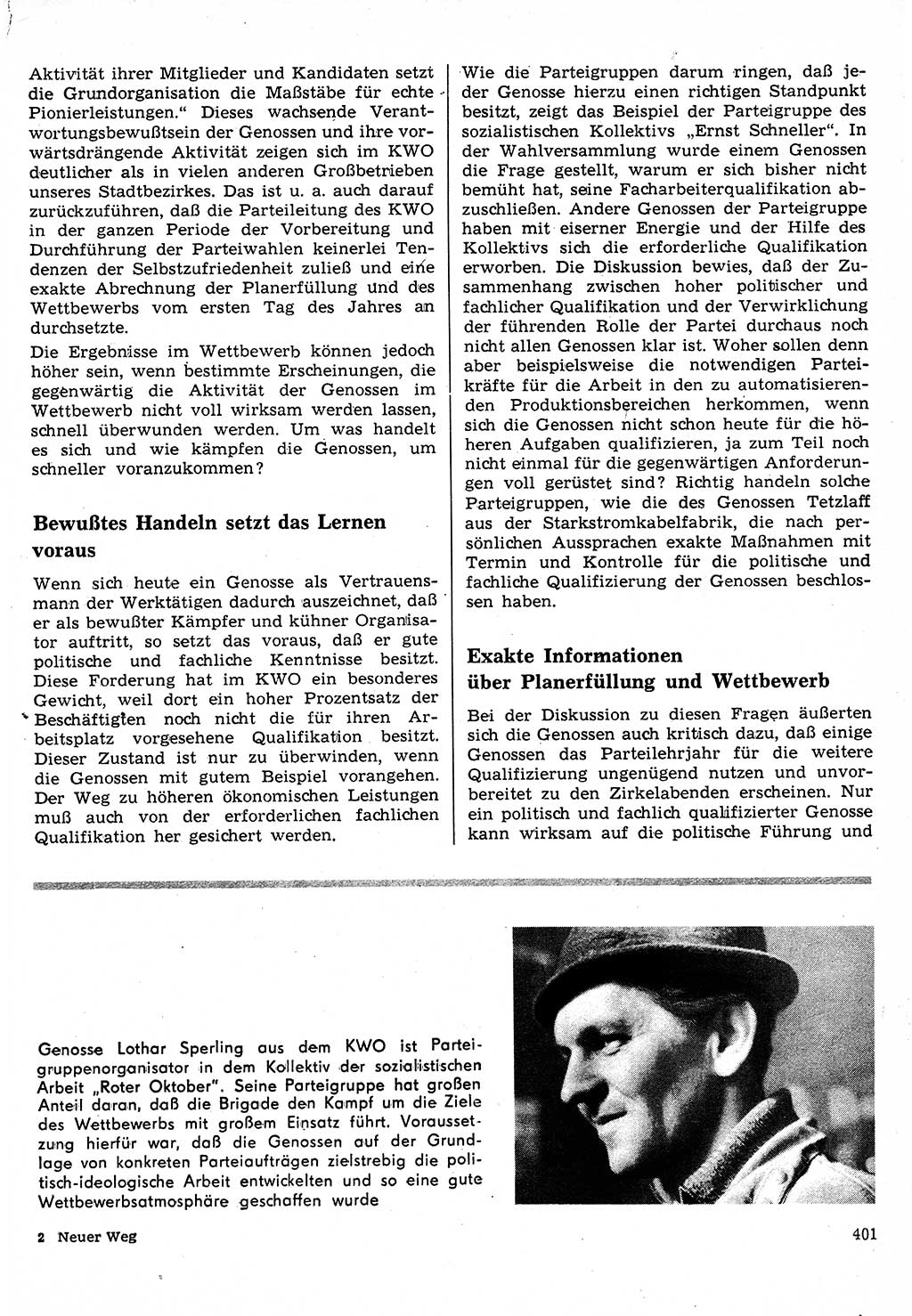 Neuer Weg (NW), Organ des Zentralkomitees (ZK) der SED (Sozialistische Einheitspartei Deutschlands) für Fragen des Parteilebens, 24. Jahrgang [Deutsche Demokratische Republik (DDR)] 1969, Seite 401 (NW ZK SED DDR 1969, S. 401)