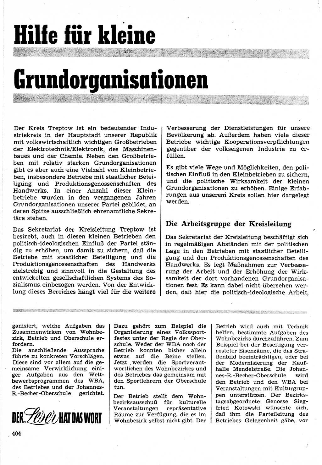 Neuer Weg (NW), Organ des Zentralkomitees (ZK) der SED (Sozialistische Einheitspartei Deutschlands) für Fragen des Parteilebens, 24. Jahrgang [Deutsche Demokratische Republik (DDR)] 1969, Seite 404 (NW ZK SED DDR 1969, S. 404)