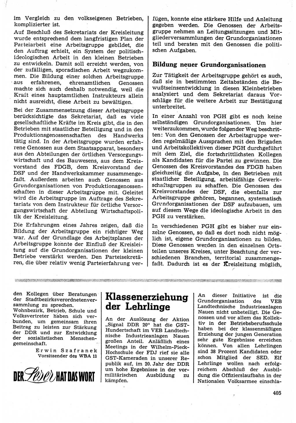 Neuer Weg (NW), Organ des Zentralkomitees (ZK) der SED (Sozialistische Einheitspartei Deutschlands) für Fragen des Parteilebens, 24. Jahrgang [Deutsche Demokratische Republik (DDR)] 1969, Seite 405 (NW ZK SED DDR 1969, S. 405)