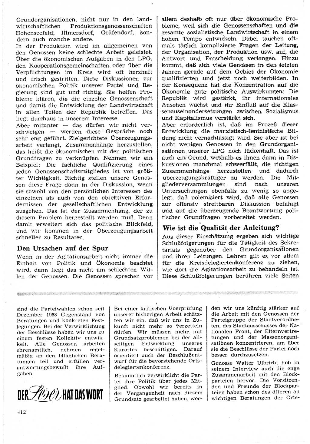 Neuer Weg (NW), Organ des Zentralkomitees (ZK) der SED (Sozialistische Einheitspartei Deutschlands) für Fragen des Parteilebens, 24. Jahrgang [Deutsche Demokratische Republik (DDR)] 1969, Seite 412 (NW ZK SED DDR 1969, S. 412)