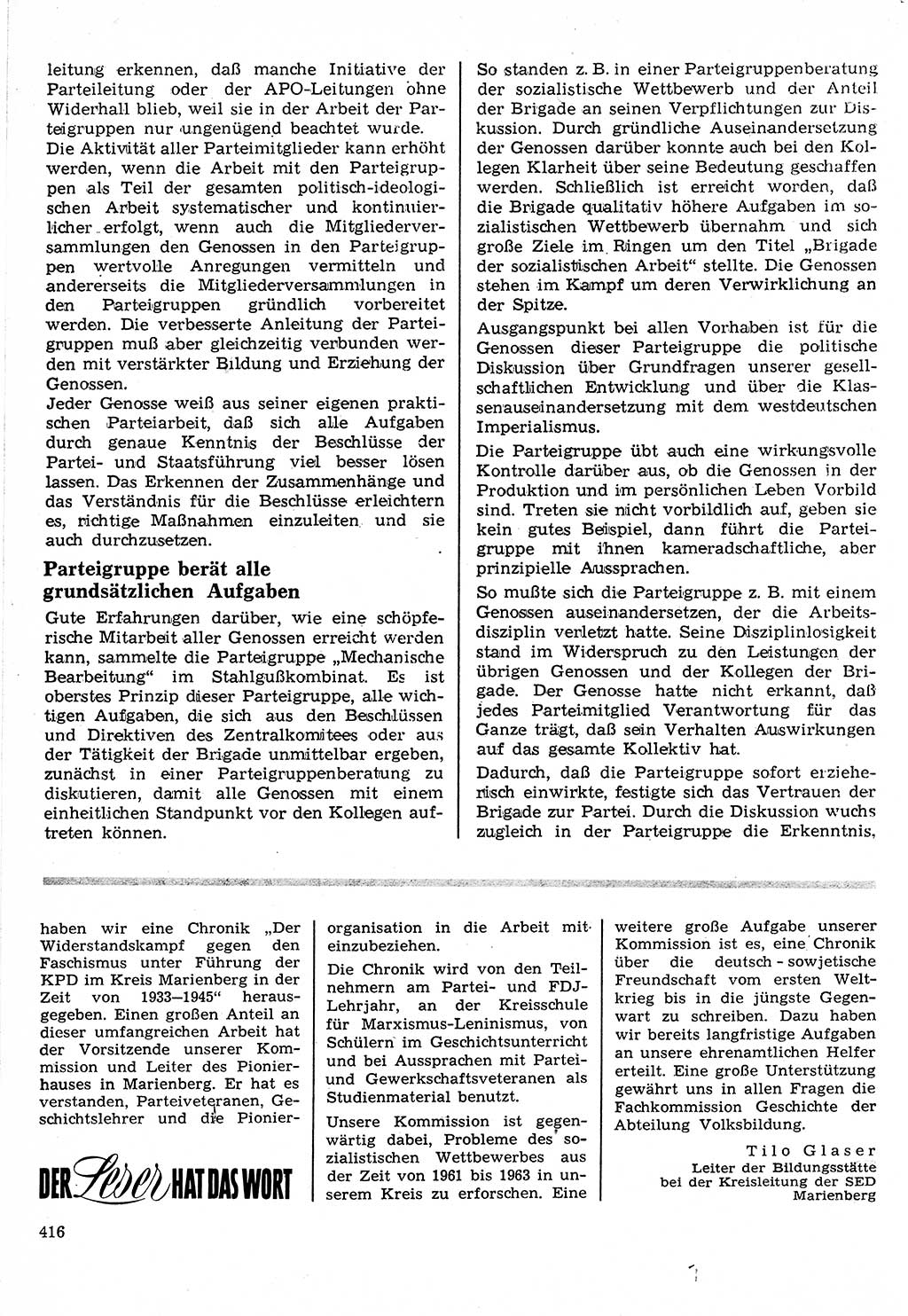 Neuer Weg (NW), Organ des Zentralkomitees (ZK) der SED (Sozialistische Einheitspartei Deutschlands) für Fragen des Parteilebens, 24. Jahrgang [Deutsche Demokratische Republik (DDR)] 1969, Seite 416 (NW ZK SED DDR 1969, S. 416)