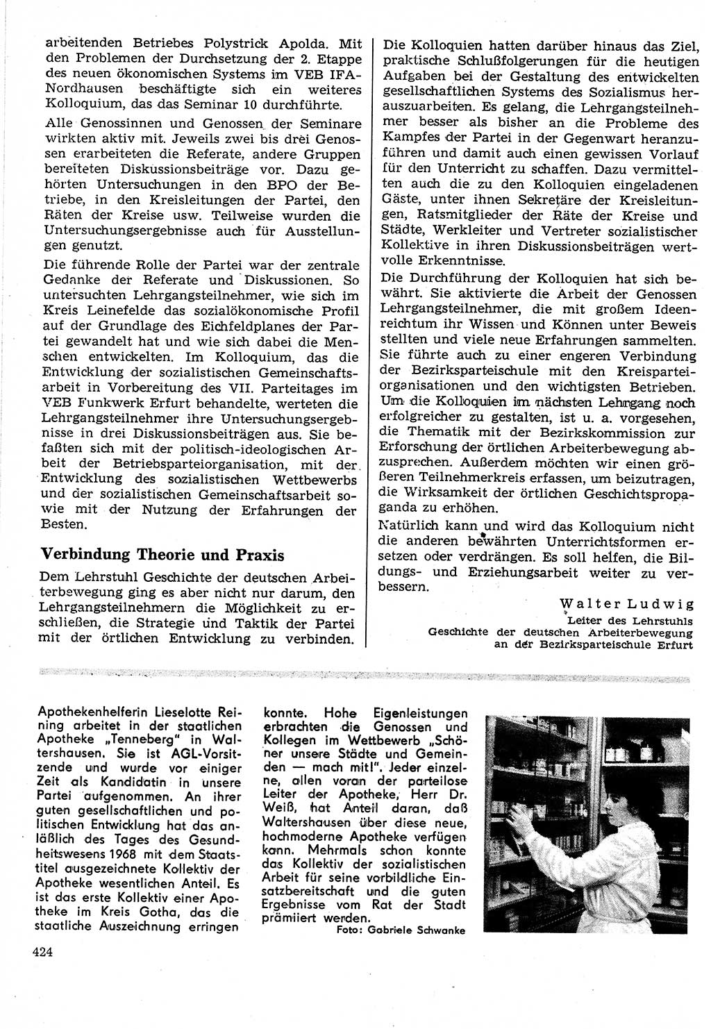 Neuer Weg (NW), Organ des Zentralkomitees (ZK) der SED (Sozialistische Einheitspartei Deutschlands) für Fragen des Parteilebens, 24. Jahrgang [Deutsche Demokratische Republik (DDR)] 1969, Seite 424 (NW ZK SED DDR 1969, S. 424)