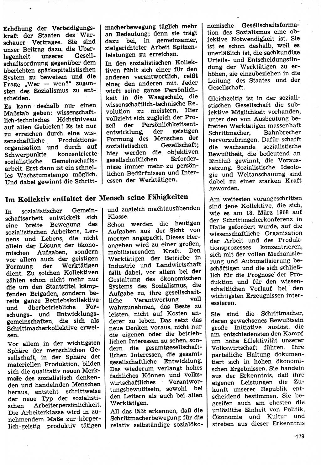 Neuer Weg (NW), Organ des Zentralkomitees (ZK) der SED (Sozialistische Einheitspartei Deutschlands) für Fragen des Parteilebens, 24. Jahrgang [Deutsche Demokratische Republik (DDR)] 1969, Seite 429 (NW ZK SED DDR 1969, S. 429)
