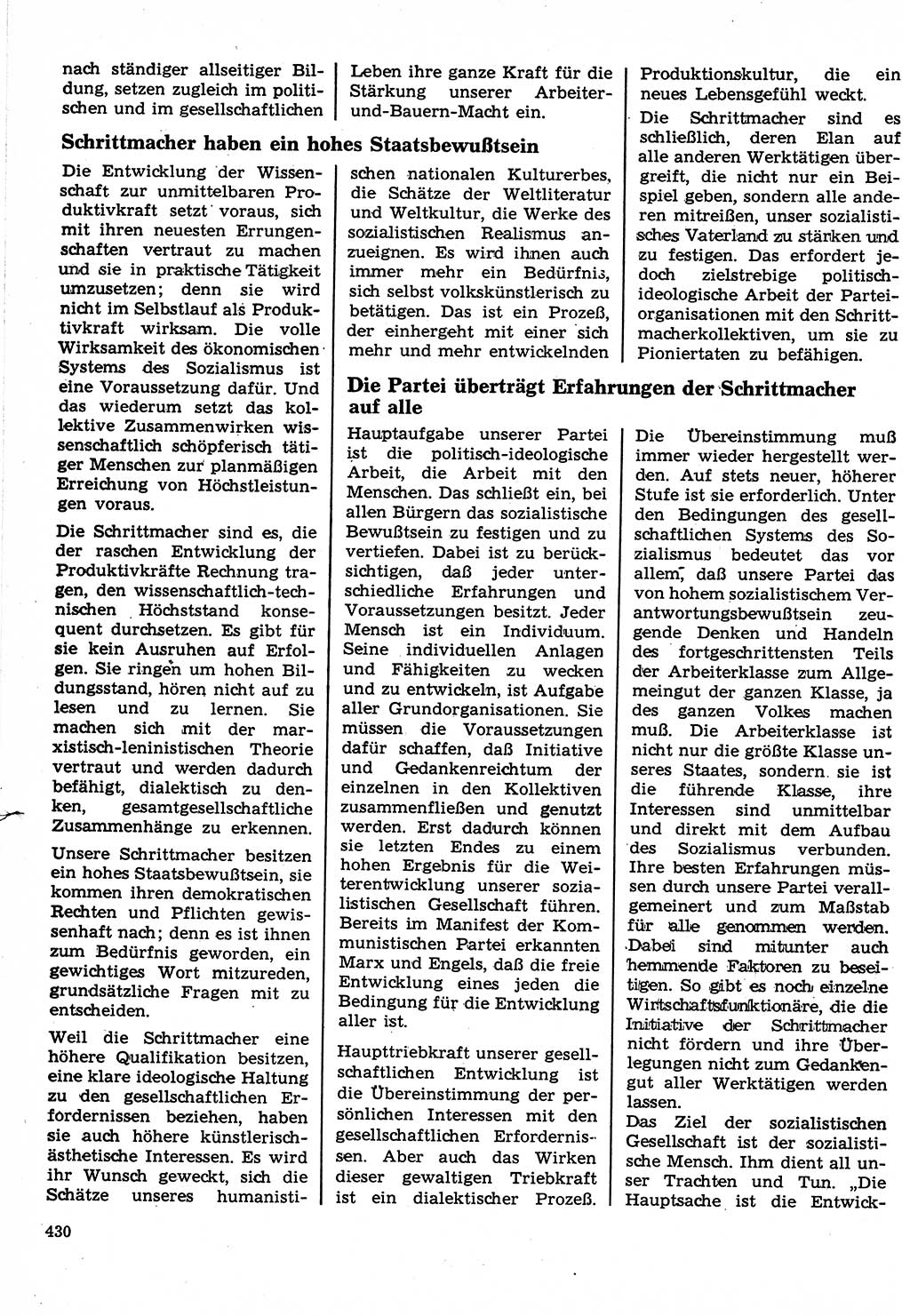 Neuer Weg (NW), Organ des Zentralkomitees (ZK) der SED (Sozialistische Einheitspartei Deutschlands) für Fragen des Parteilebens, 24. Jahrgang [Deutsche Demokratische Republik (DDR)] 1969, Seite 430 (NW ZK SED DDR 1969, S. 430)