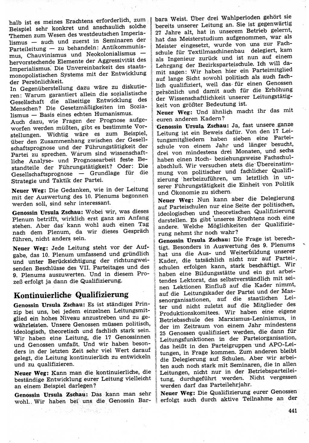 Neuer Weg (NW), Organ des Zentralkomitees (ZK) der SED (Sozialistische Einheitspartei Deutschlands) für Fragen des Parteilebens, 24. Jahrgang [Deutsche Demokratische Republik (DDR)] 1969, Seite 441 (NW ZK SED DDR 1969, S. 441)