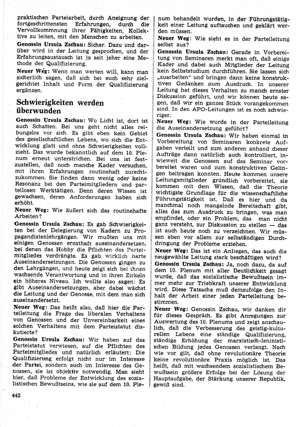 Neuer Weg (NW), Organ des Zentralkomitees (ZK) der SED (Sozialistische Einheitspartei Deutschlands) für Fragen des Parteilebens, 24. Jahrgang [Deutsche Demokratische Republik (DDR)] 1969, Seite 442 (NW ZK SED DDR 1969, S. 442)