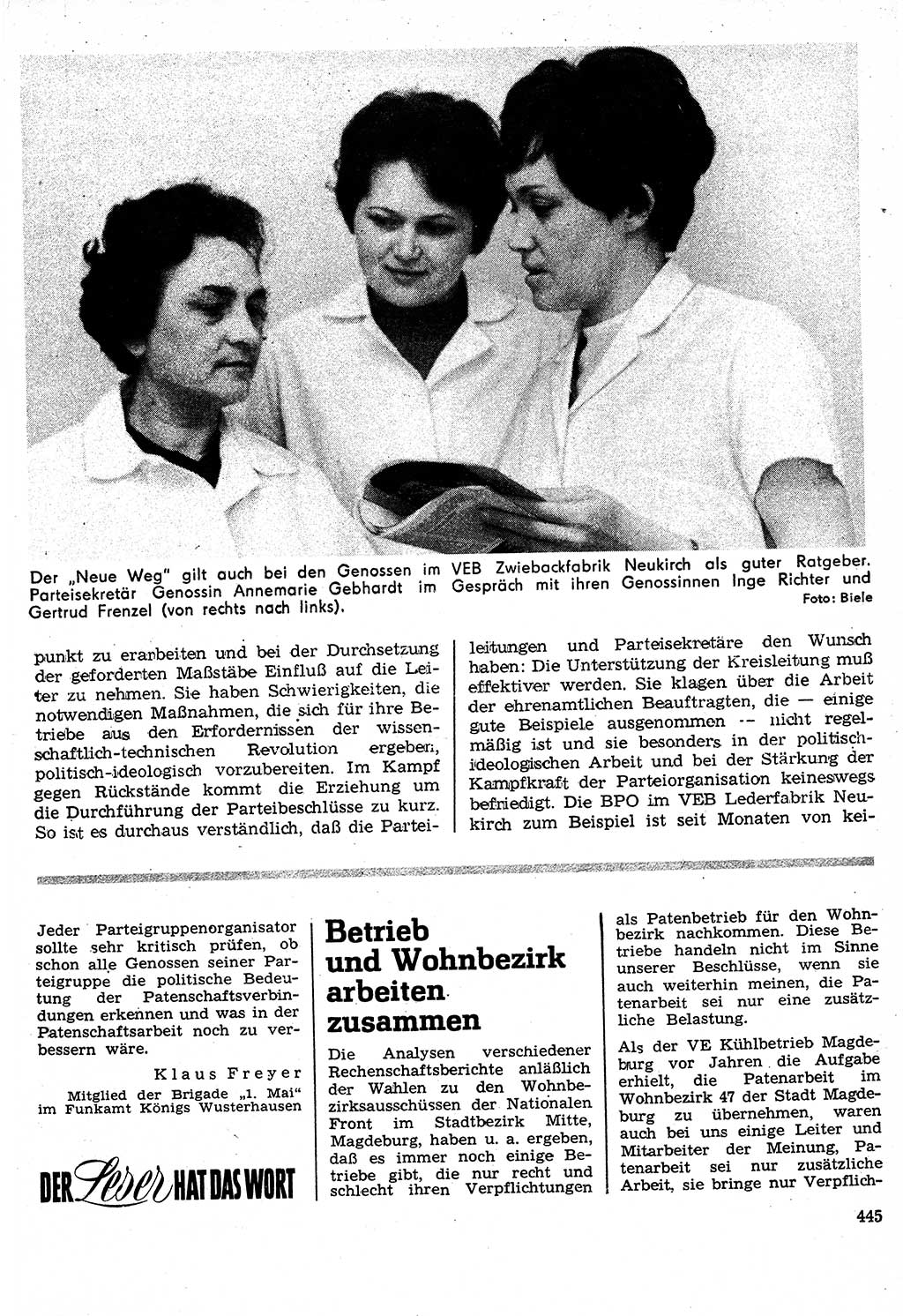 Neuer Weg (NW), Organ des Zentralkomitees (ZK) der SED (Sozialistische Einheitspartei Deutschlands) für Fragen des Parteilebens, 24. Jahrgang [Deutsche Demokratische Republik (DDR)] 1969, Seite 445 (NW ZK SED DDR 1969, S. 445)