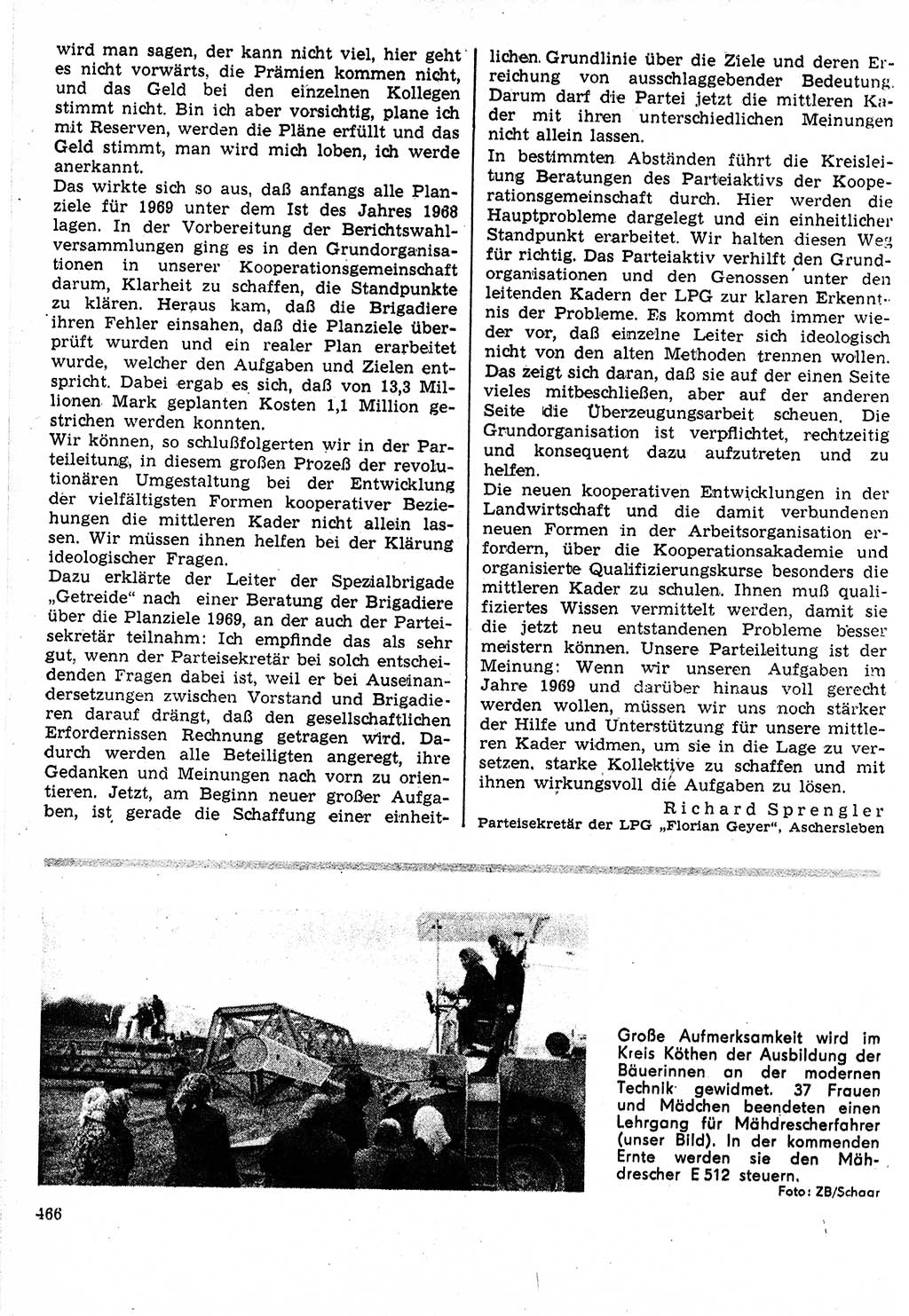 Neuer Weg (NW), Organ des Zentralkomitees (ZK) der SED (Sozialistische Einheitspartei Deutschlands) für Fragen des Parteilebens, 24. Jahrgang [Deutsche Demokratische Republik (DDR)] 1969, Seite 466 (NW ZK SED DDR 1969, S. 466)